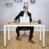 VASAGLE Modern Íróasztal Natúr Fa Mintázattal és Fehér Vázzal