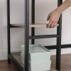 VASAGLE Ipari L-alakú Sarokíróasztal Tárolópolcokkal Greige-Fekete