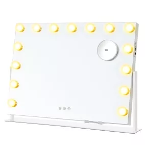   SONGMICS LWM001W02 sminktükör 15 LED izzóval matt fehér 58 x 43 cm