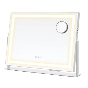   SONGMICS LWM002W02 LED-es sminktükör 15 izzóval matt fehér érintésvezérléssel