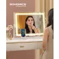   SONGMICS LWM002W02 LED-es sminktükör 15 izzóval matt fehér érintésvezérléssel