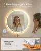 SONGMICS LED-es fürdőszobai tükör kerek fali tükör páramentesítő funkcióval állítható színhőmérséklet és fényerő 61 cm felhőfehér