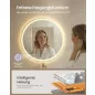   SONGMICS LED-es fürdőszobai tükör kerek fali tükör páramentesítő funkcióval állítható színhőmérséklet és fényerő 61 cm felhőfehér