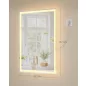   SONGMICS LED-es fürdőszobai tükör páramentesítő funkcióval 70,7 x 50,7 cm felhőfehér