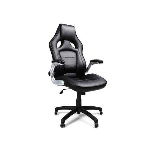 SONGMICS Sport Ergonomikus Irodai Szék Fekete Műbőr Állítható Karfával