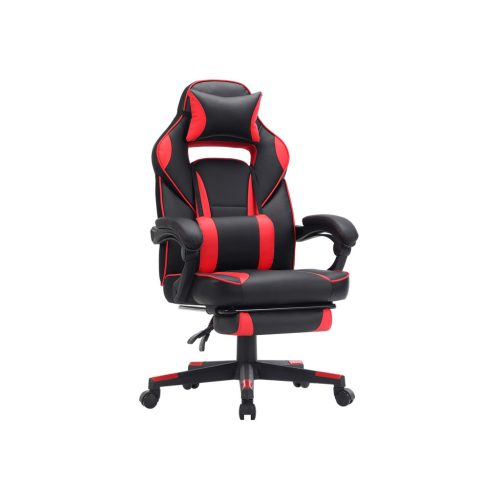 SONGMICS Racing Gamer Szék Lábtartóval Ergonomikus Fekete-Piros