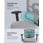 SONGMICS Ergonomikus Irodai Szék Hálós Háttámlával Fehér-Szürke