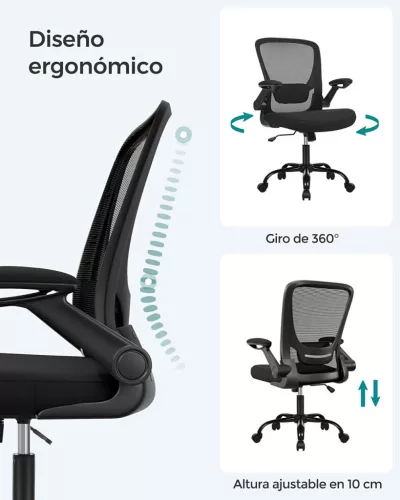 SONGMICS Ergonomikus Irodai Szék Hálós Háttámlával Fekete