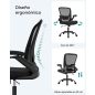 SONGMICS Ergonomikus Irodai Szék Hálós Háttámlával Fekete