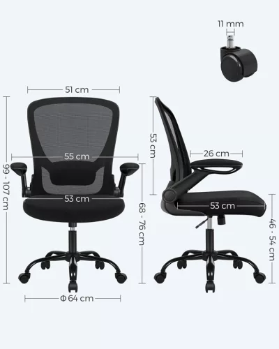 SONGMICS Ergonomikus Irodai Szék Hálós Háttámlával Fekete