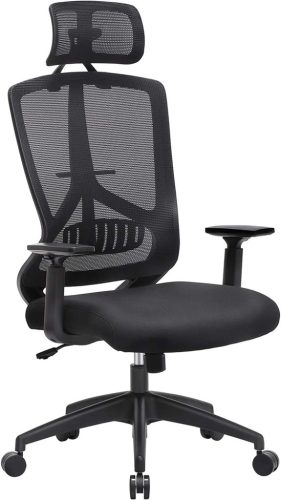 SONGMICS Ergonomikus Irodai Szék Állítható Fejtámlával Fekete
