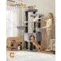   Feandrea XXL macskafa többszintes kaparófa 186,7 cm magas 11 cm átmérőjű szizál oszlopokkal galambszürke és tintafekete