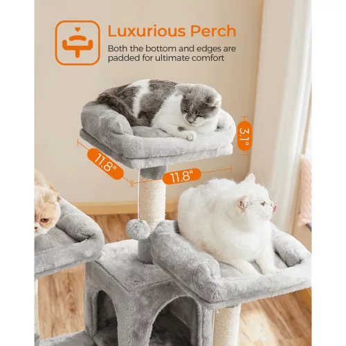 FEANDREA XXL Luxus Macskafa 172 cm Világosszürke Plüss Borítással