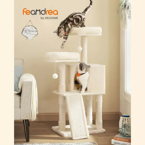 FEANDREA PCT141M01 Macskabútor Kaparófa Plüss Bevonattal 115 cm Bézs