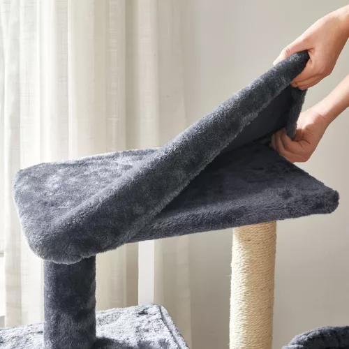 FEANDREA Kompakt Macskabútor 84 cm Füstszürke Plüss Kaparófa