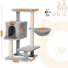 FEANDREA Kompakt Macskabútor 84 cm Világosszürke Plüss Kaparófa