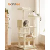 FEANDREA Luxus Macskabútor 143 cm Bézs Plüss Kilátóval PCT15BE