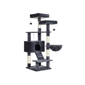  FEANDREA Luxus Macskabútor 142 cm Füstszürke Plüss Aktivitásközpont