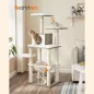   FEANDREA PCT164G01 macskafa 138 cm greige modern többszintes kaparófa plüss párnákkal