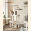 FEANDREA Modern Greige Macskabútor 138 cm Többszintes Kaparófa Barlangos Pihenővel