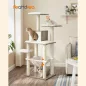   FEANDREA Modern Greige Macskabútor 138 cm Többszintes Kaparófa Barlangos Pihenővel
