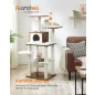   FEANDREA Modern Macskabútor 138 cm Vintage Barna Többszintes Kaparófa Barlanggal és Függőággyal