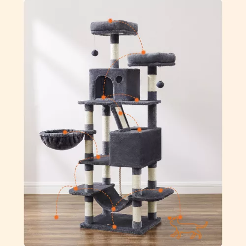 FEANDREA XXL Macskabútor Füstszürke Luxus Macskafa 168 cm