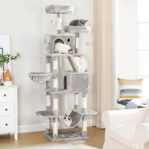 FEANDREA Luxus Macskafa 206 cm Világosszürke Plüss Többszintes