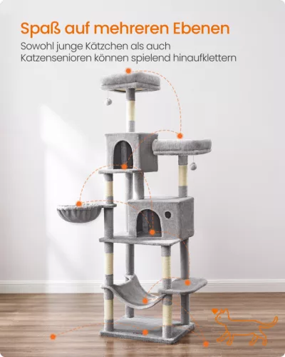 FEANDREA PCT196W01 macskatorony plüss szürke 199 cm magas