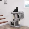 FEANDREA Kompakt Macskabútor Két Barlangos Világosszürke Pihenőhely