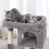 FEANDREA Kompakt Macskafa 2 Barlanggal Plüss Világosszürke