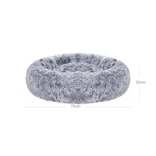 FEANDREA Donut Kutyafekhely Puha Plüss 70 cm Szürke Mosható Huzattal