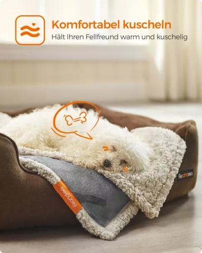 Feandrea vízálló kutyatakaró sherpa fleece anyagból kis kutyáknak, macskáknak 73 x 63 cm szürke