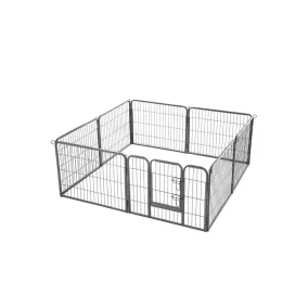   FEANDREA 8-Paneles Összecsukható Kisállat Kennel Szürke Vas