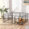 FEANDREA 8-Paneles Összecsukható Kisállat Kennel Szürke Vas