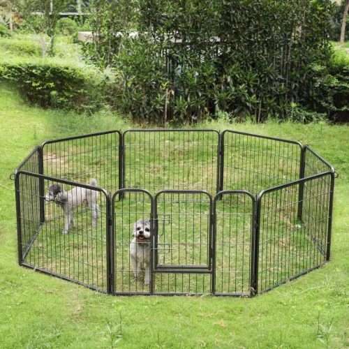 FEANDREA 8-Paneles Összecsukható Kisállat Kennel Szürke Vas