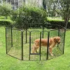 FEANDREA 8-Paneles Vas Kutya Kennel Összecsukható Biztonsági Kerítés Szürke