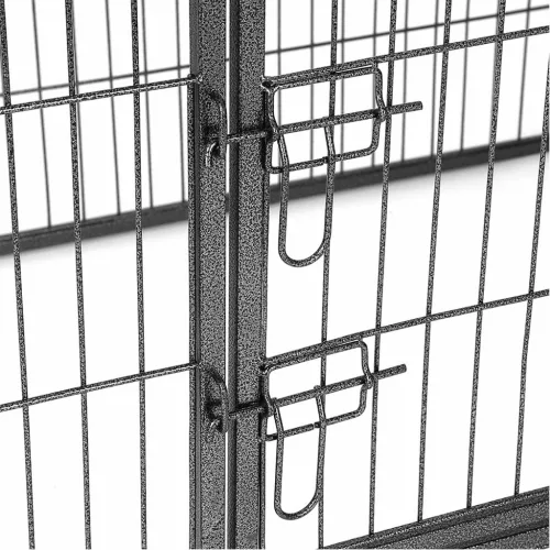 FEANDREA 8-Paneles Vas Kutya Kennel Összecsukható Biztonsági Kerítés Szürke