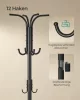 SONGMICS szabadon álló fogas esernyőtartóval 12 kampóval fém 175 cm tintafekete