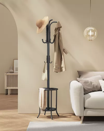 SONGMICS Álló Fém Fogas Esernyőtartóval 175 cm Fekete