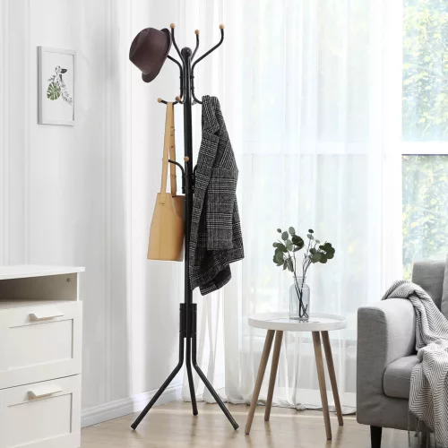 SONGMICS Elegáns Fém Ruhafogas Állvány Fekete 182 cm