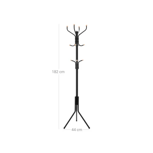 SONGMICS Elegáns Fém Ruhafogas Állvány Fekete 182 cm