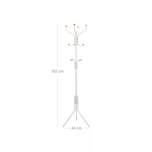 SONGMICS RCR19W álló fogas 182 cm fém krémfehér 12 akasztóval