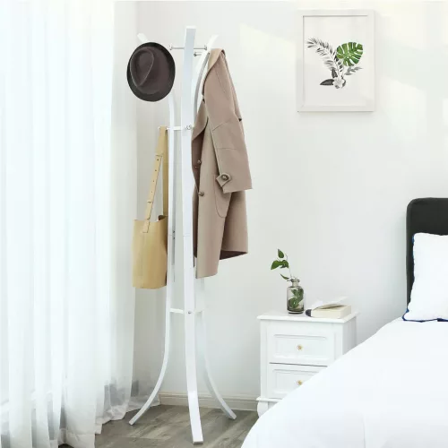 SONGMICS Modern Álló Ruhafogas 9 Akasztós Fém Fehér 176 cm
