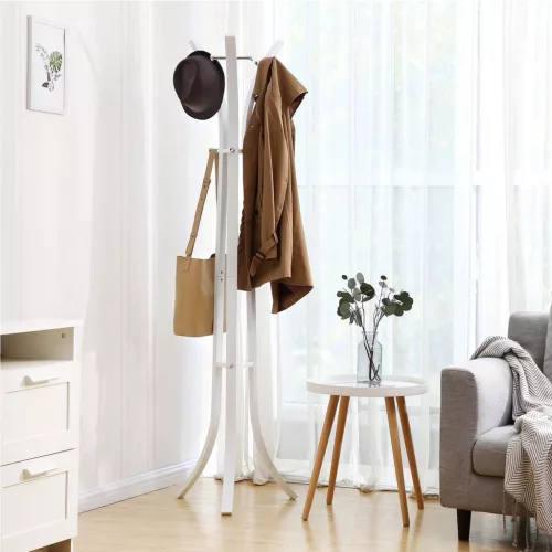 SONGMICS Modern Álló Ruhafogas 9 Akasztós Fém Fehér 176 cm
