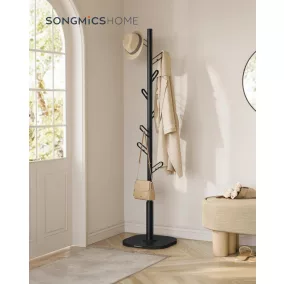   SONGMICS HOME Fa Formájú Álló Ruhafogas 8 Kampóval Fekete