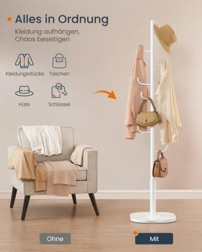 SONGMICS HOME Kaktusz Formájú Álló Fogas Felhőfehér 175 cm