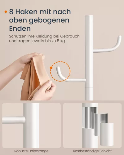 SONGMICS HOME Kaktusz Formájú Álló Fogas Felhőfehér 175 cm