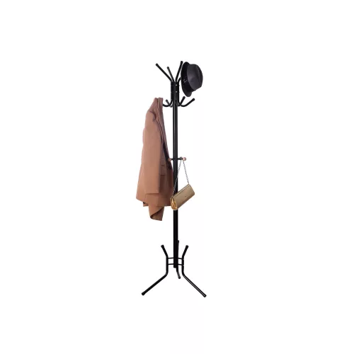 SONGMICS Elegáns Fém Ruhafogas Állvány 12 Akasztóval 176 cm Fekete