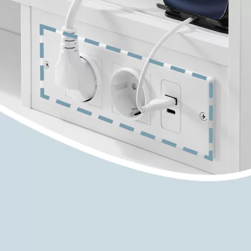 VASAGLE Kailyn RDT137W01 fésülködőasztal LED világítással és tükörrel felhőfehér